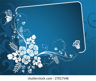 Flower frame with Butterfly, element for design, vector illustration