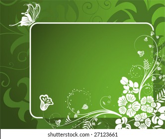 Flower frame with Butterfly, element for design, vector illustration