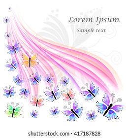 Flower Frame with Butterfly, element for design, vector illustration