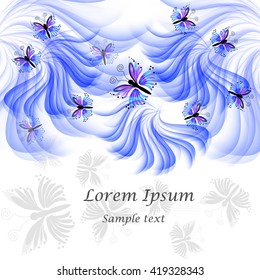 Flower Frame with Butterfly, element for design, vector illustration