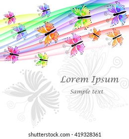 Flower Frame with Butterfly, element for design, vector illustration