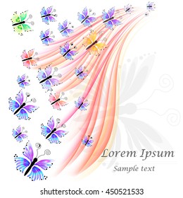 Flower Frame with Butterfly, element for design, vector illustration
