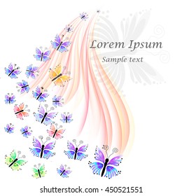 Flower Frame with Butterfly, element for design, vector illustration
