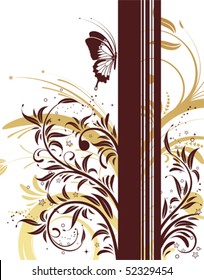 Flower frame with butterfly, element for design, vector illustration