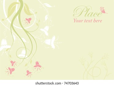 Flower frame with butterfly, element for design, vector illustration