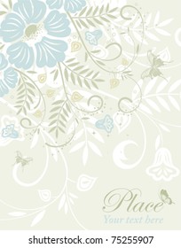 Flower frame with butterfly, element for design, vector illustration