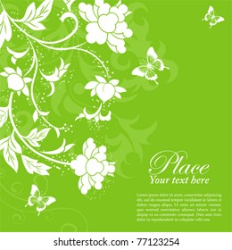 Flower frame with butterfly, element for design, vector illustration