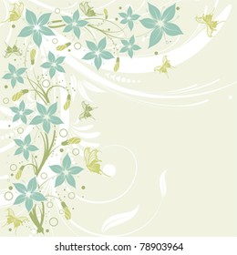 Flower frame with butterfly, element for design, vector illustration