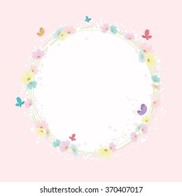 Flower frame with butterfly. Vector illustration