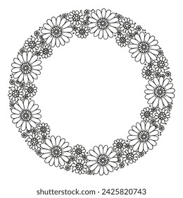 Flower frame. Coloring page for adults and children.