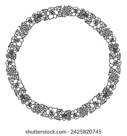 Flower frame. Coloring page for adults and children.