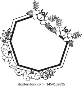 Flower frame with cute design, isolated on a white backdrop, for various greeting card. Vector
