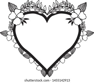 Flower frame with cute design, isolated on a white backdrop, for various greeting card. Vector