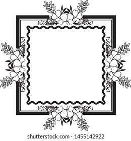 Flower frame with cute design, isolated on a white backdrop, for various greeting card. Vector