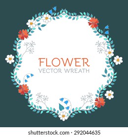 Flower frame. Cute design. Vector illustration