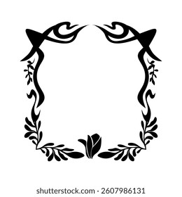 Flower frame decoration. Classic vintage botanical wreath, border, branch, garland graphic design element. Isolated vector illustration