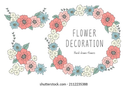 Flower frame and decorations pen drawing