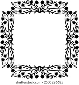 Flower frame. decorative corner frame. Vector illustration. Decorative element.	
