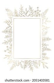 Flower frame for design  Gold on white
