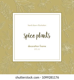 Flower frame design. hand painted illustration. Vintage sketchy style plants. Vector illustration