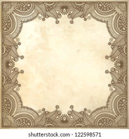 flower frame design on grunge background