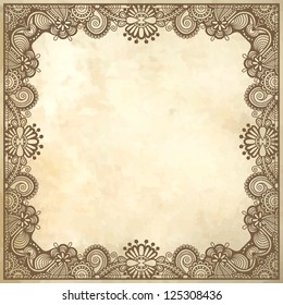 flower frame design on grunge background