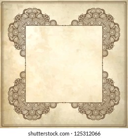 flower frame design on grunge background