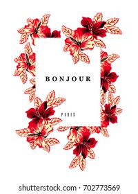 Flower frame design vector art on white background