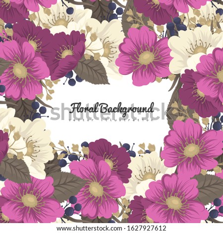 Flower frame drawing - hot pink flowers