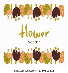 Flower frame flat illustration. Flowers on an isolated background. Summer banner on the site. Holiday card with bright colors. Oformlenie cards. Hello summer. Vector.