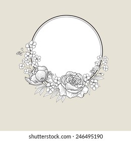 Flower frame. Floral border. Summer flourish background.