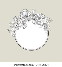  Marco de las flores. Borde floral. El verano florece.