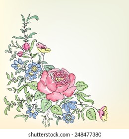 Flower frame. Floral bouquet border