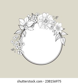 Flower frame. Floral vintage background in victorian style.