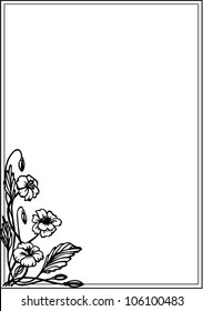 the flower frame, flowers in the angle of list, black