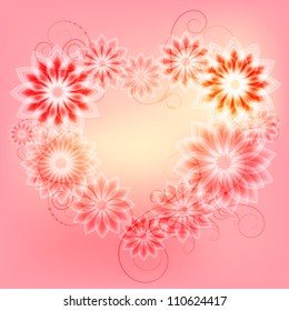 Flower frame in the form of heart