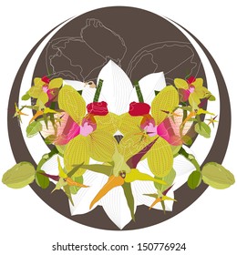 Flower Frame Greeting Card Circle Green Vector Illustration
