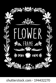 Flower Frame Hand Drawn Black and White