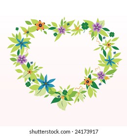 Flower Frame as a Heart against the Light Background