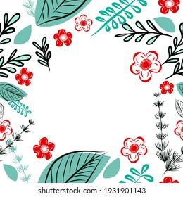 Flower frame. Hello summer. Vector illustration