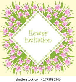 Flower frame invitation Romantic bouquet