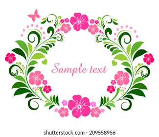 Flower frame  isolated on White background.   Element for design.  Vector illustration 