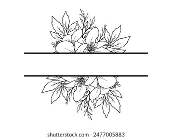 Flower Frame Line Art Illustration