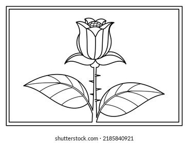 Flower in a frame. Linear drawing for coloring.