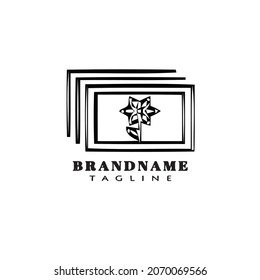 flower frame logo cartoon icon design template black modern isolated vector