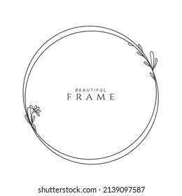 flower frame logo wedding frame template round geometric invitation card hand-drawn vector i
