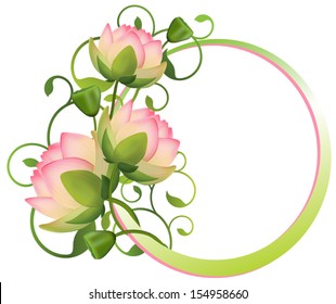 Flower frame. The lotus flower. Vector.