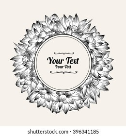 Flower frame with  lotuses. Vector illustration