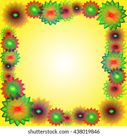 Flower frame. Frame made of clear bright colors of orchid, lotus, iris.
