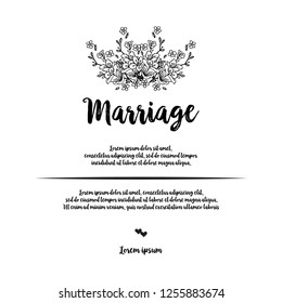 flower frame with marriage text vector illustration